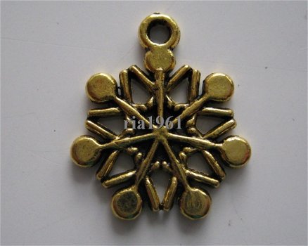 bedeltje/charm kerst:sneeuwster 03 goud - 20x16 mm - 1