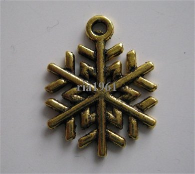 bedeltje/charm kerst:sneeuwster 05 goud - 20x15 mm - 1