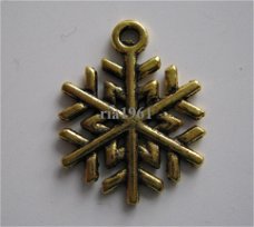 bedeltje/charm kerst:sneeuwster 05 goud - 20x15 mm