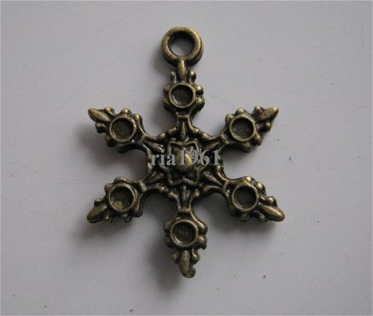 bedeltje/charm kerst:sneeuwster 14 brons - 23x17 mm - 1