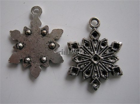 bedeltje/charm kerst:sneeuwster 15 - 25x20 mm - 1