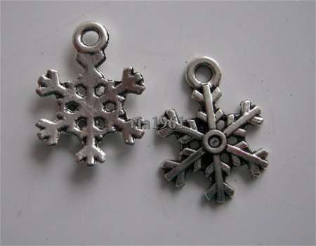 bedeltje/charm kerst: sneeuwster 16 - 18x9 mm - 1