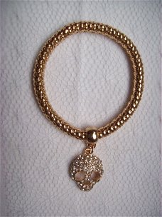 luxe armband goud met skull hanger vol swarovski kristal-letjes hippiemarkt