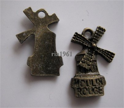 bedeltje/charm gebouw: molen brons - 20x14 mm - 1