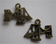 bedeltje/charm gebouw:brug brons - 23x18 mm