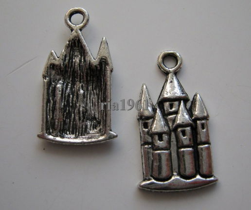 bedeltje/charm gebouw:kasteel - 23x12 mm - nr. 1