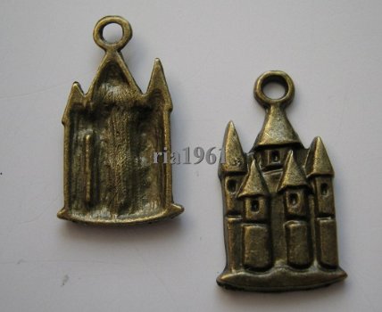 bedeltje/charm gebouw:kasteel brons - 23x12 mm - 1