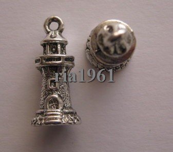 bedeltje/charm gebouw:vuurtoren 2 - 20x9 mm - 1