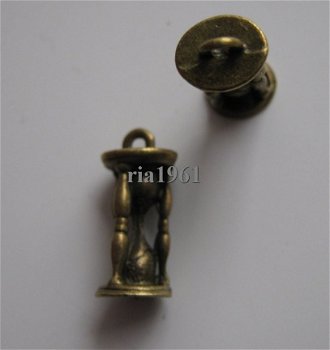 bedeltje/charm inboedel : zandloper brons - 16 mm - 1