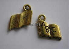 bedeltje/charm  inboedel : boekje goud - 15x11 mm