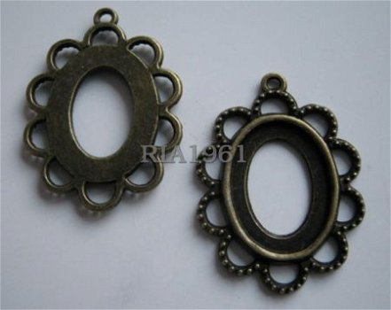 bedeltje/charm inboedel : frame ovaal brons grt. - 31x23 mm - 1