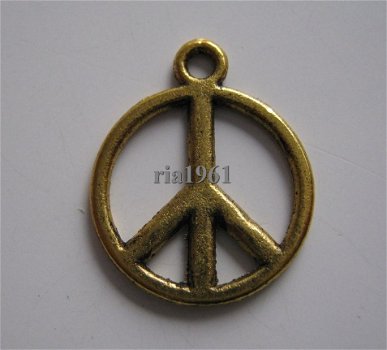 bedeltje/charm overig: peace goud - 15 mm - 1