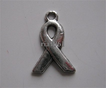 bedeltje/charm overig: pink ribbon - 14 mm - 1