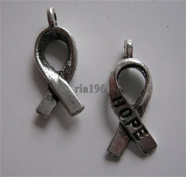 bedeltje/charm overig: pink ribbon - hope - 19 mm - 1