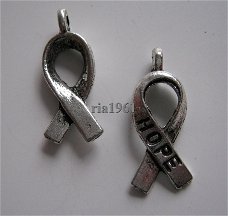 bedeltje/charm overig: pink ribbon - hope - 19 mm