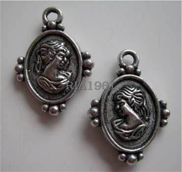 bedeltje/charm overig: medaillon vrouw (zwaar) - 22x16 mm - 1