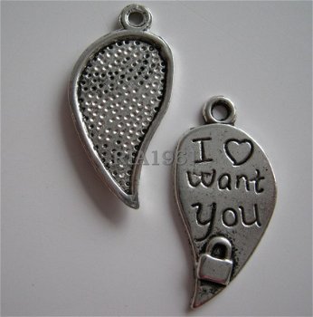 bedeltje/charm overig:i want you - 26,5x12,5 mm - 1