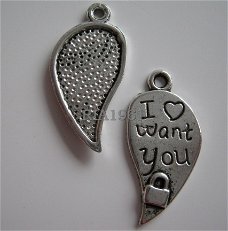 bedeltje/charm overig:i want you - 26,5x12,5 mm