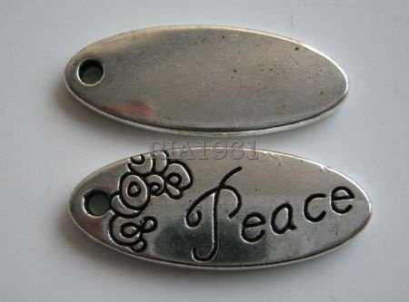 bedeltje/charm overig: peace ovaal- 26x10 mm - 1