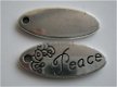 bedeltje/charm overig: peace ovaal- 26x10 mm - 1 - Thumbnail