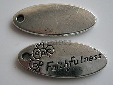 bedeltje/charm overig: faithfullness ovaal - 26x10 mm