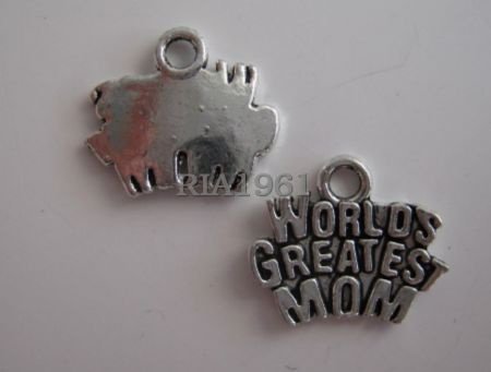 bedeltje/charm overig: world greatest mom - 14x12 mm - 1