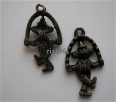 bedeltje/charm overig : clown brons - 23x13 mm