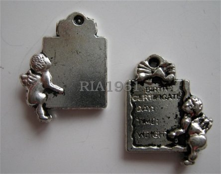 bedeltje/charm baby:geboorte tegel - 20x15 mm - 1