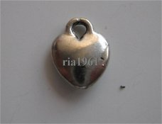 bedeltje/charm hartjes:mini-hartje glad -10mm:10 voor0,75