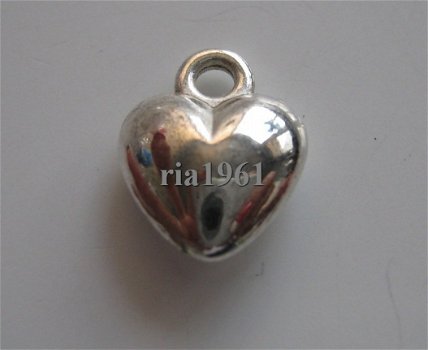 bedeltje/charm hartjes: hartje glad - 13 mm - 1