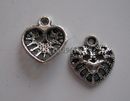 bedeltje/charm hartjes:hartje 12 - 14x12 mm - 1