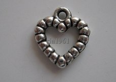 bedeltje/charm hartjes:hartje 19 - 14x13 mm