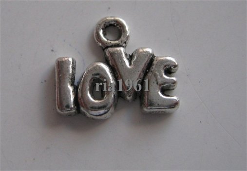 bedeltje/charm hartjes:love letters - 12x10mm:10 voor 0,75 - 1