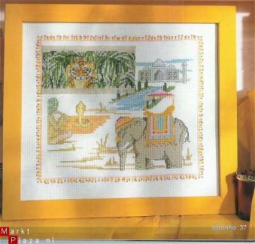 borduurpatroon 3007 schilderij met olifant,cobra en tijger - 1