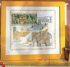 borduurpatroon 3007 schilderij met olifant,cobra en tijger