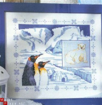 borduurpatroon 3008 schilderij met pinguins - 1