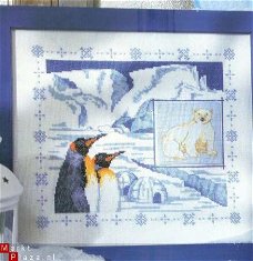 borduurpatroon 3008 schilderij met pinguins