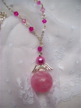 geluksengel beschermengel bewaarengel roze met ketting - 2