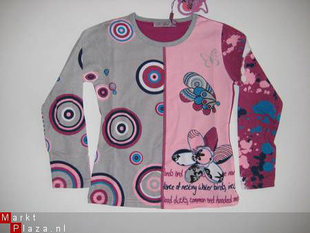 longsleeve in de kleuren grijs/roze in mt 98/104 nr: 1421 - 1