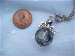 geluksengeltje engel hanger black diamont facet met tibetaans zilver en ketting - 3 - Thumbnail