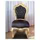 Barok stoel lady goud verguld & zwart bekleed met zwarte bekleding (collectie chique) - 1 - Thumbnail