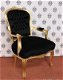 Barok stoel lady goud verguld & zwart bekleed met zwarte bekleding (collectie chique) - 5 - Thumbnail