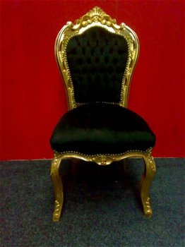 Barok stoel lady goud verguld & zwart bekleed met zwarte bekleding (collectie chique) - 6