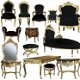 Barok stoel lady goud verguld & zwart bekleed met zwarte bekleding (collectie chique) - 7 - Thumbnail
