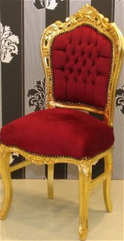 Barok stoel Venetië goud verguld bekleed met bordeaux bekleding - 3