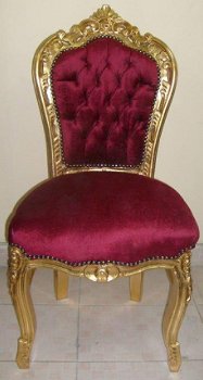 Barok stoel Venetië goud verguld bekleed met bordeaux bekleding - 5