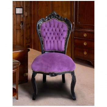 Barok stoelen model venetie zilver verguld bekleed met paarse bekleding - 2