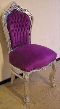 Barok stoelen model venetie zilver verguld bekleed met paarse bekleding - 4
