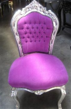 Barok stoelen model venetie zilver verguld bekleed met paarse bekleding - 5