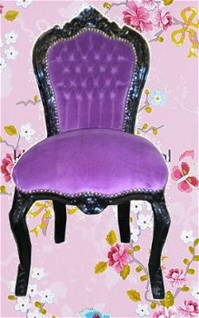 Barok stoelen model venetie zilver verguld bekleed met paarse bekleding - 7